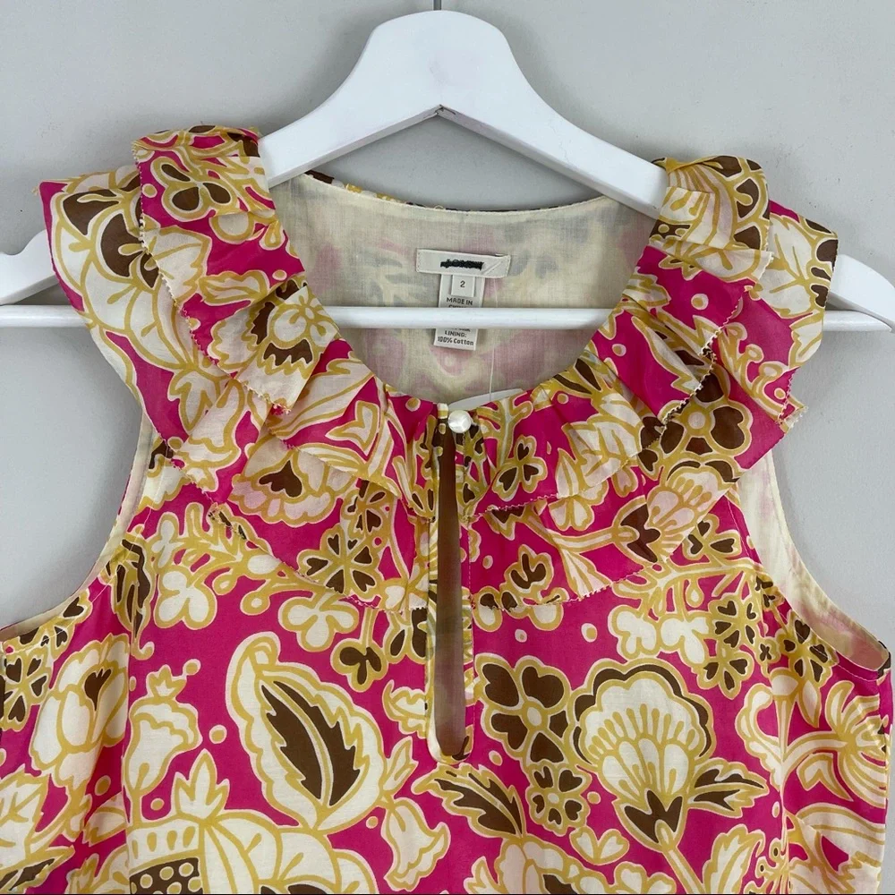J. Crew Floral Sleeveless Key Neck Top